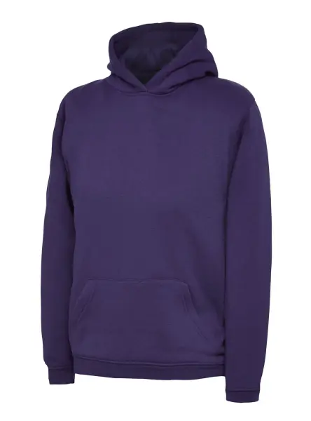 Uneek Kids' Hooded Sweatshirt - 50% Polyester 50% Cotton - Purple - Age 2