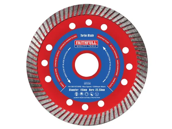 Faithfull Turbo Cut Diamond Blade 115mm x 22.2mm