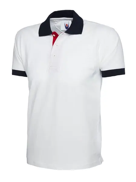 Uneek Unisex Contrast Polo Shirt - White - Size S