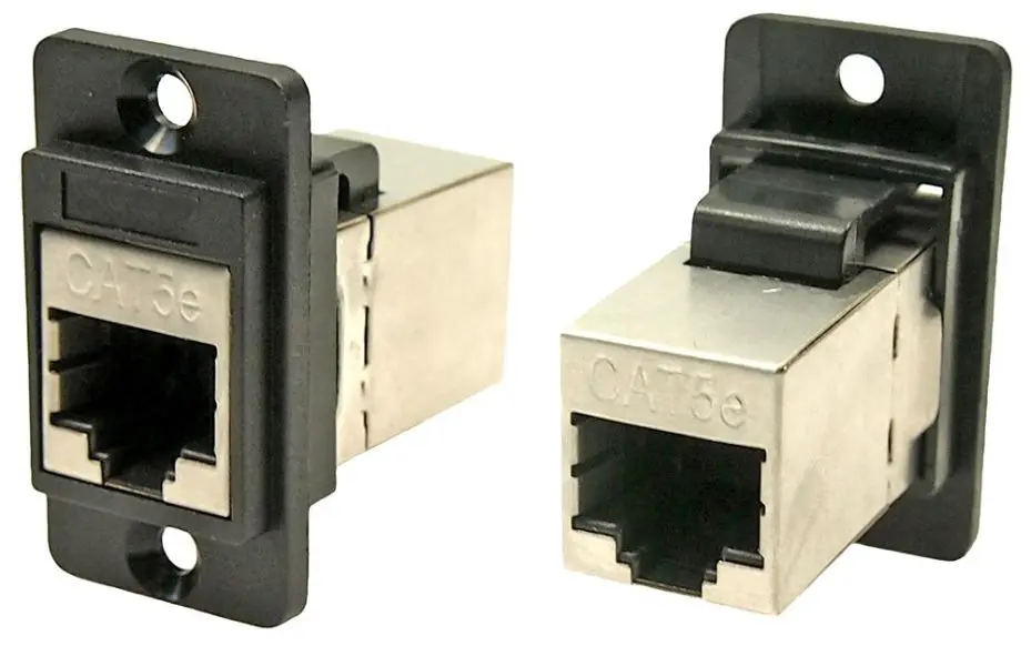 CLIFF Conector Dual RJ45 Cat5e Blindado de Paso, Negro