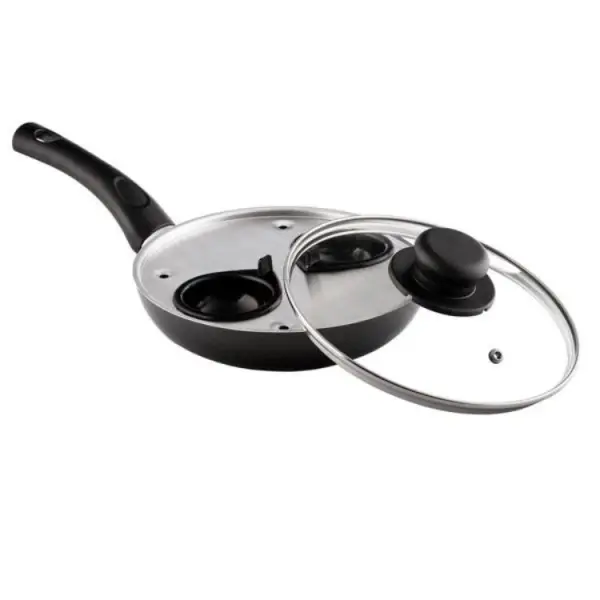 Raraion Aluminium Egg Poacher 2 Hole with Lid, 630g