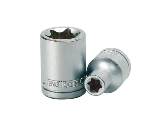 Teng TORX S2 Socket, 1/2in Drive E20, Chrome Vanadium Steel