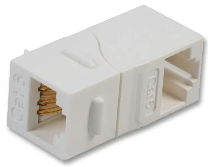 HiLo Cat6 Female to Female Coupler, 90° Angle, White