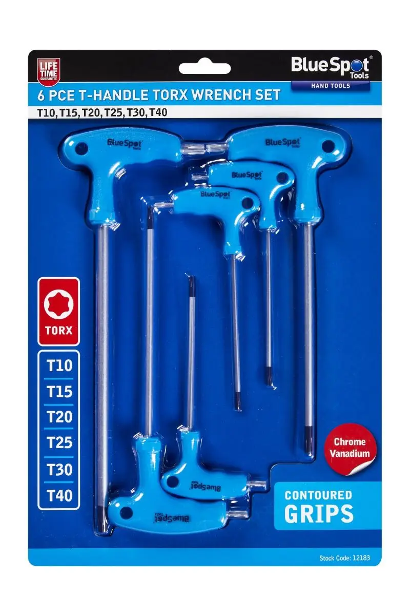 Blue Spot Juego de 6 Llaves Torx con Empuñadura en T