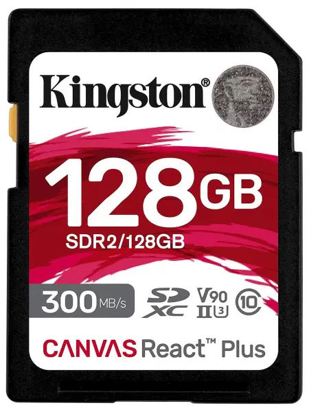 Kingston Canvas React Plus 128GB SDXC UHS-II U3 V90 Memory Card