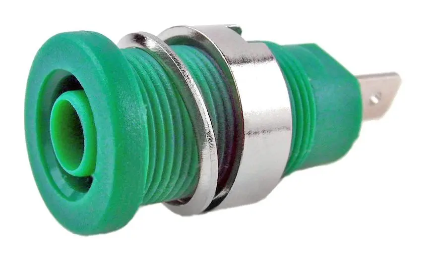 CLIFF 4mm Panel Mount Banana Socket, Green, 24A 1000V