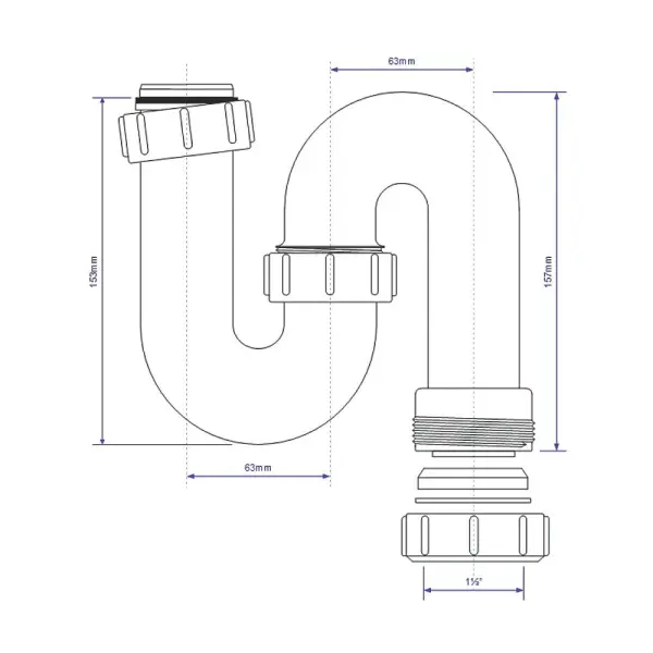 McAlpine Sifon ve tvaru S, bílý polypropylen, 40mm