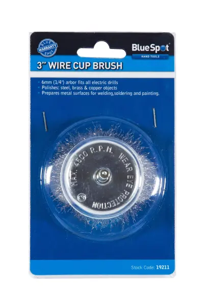 Blue Spot Tools - Scuab Cupáin Uillinn Sreinge 75mm (3')