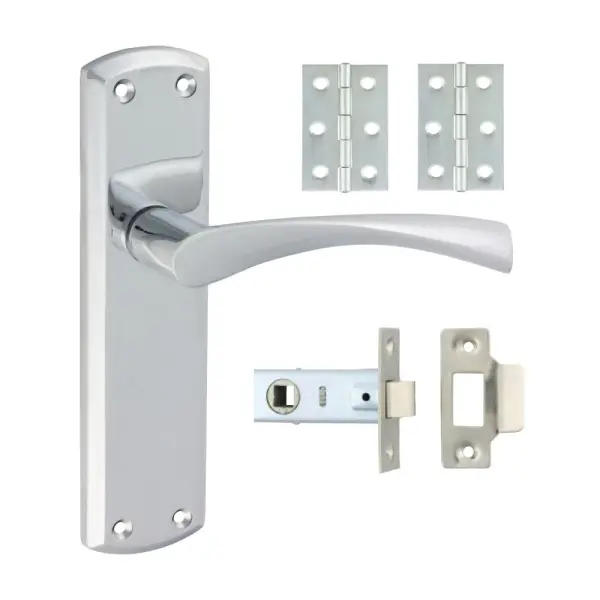 Timco Zeta Latch Pack - Polished Chrome - Complete Door Set