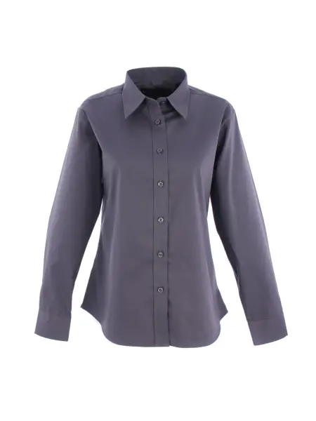Uneek Vrouwen Pinpoint Oxford Overhemd, Donkergrijs, Maat 2XL
