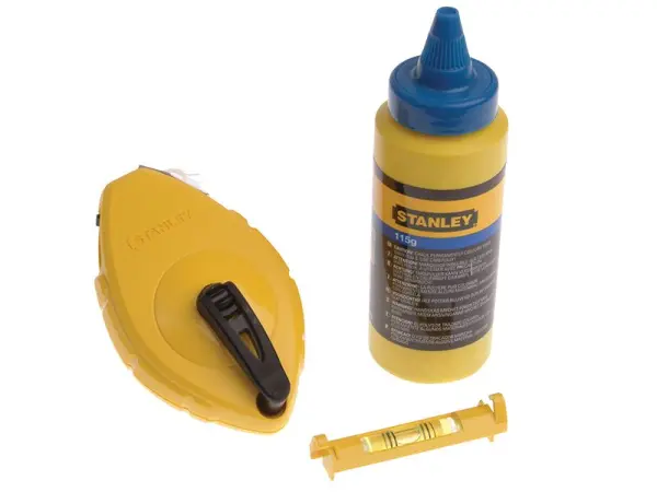 Stanley Chalk Line 30m with Blue Chalk & Level