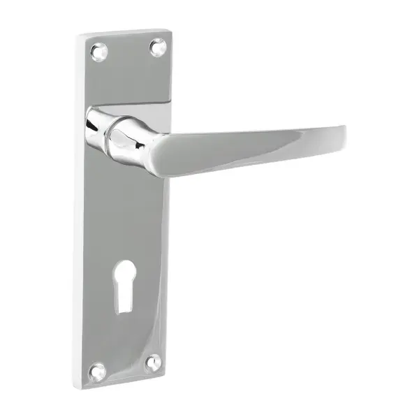 Timco Victorian Straight Lever Lock Handles - Polished Chrome, 152x43mm (2 Pack