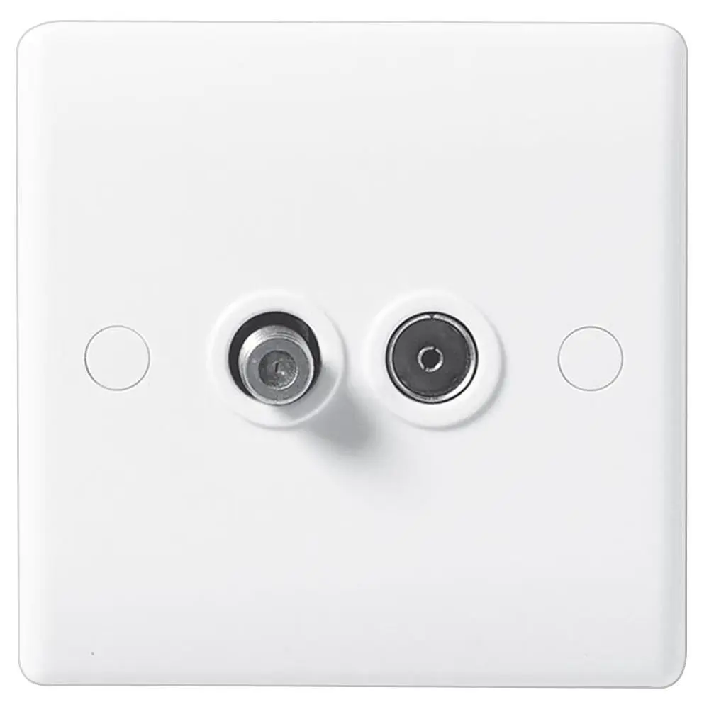 BG Presa Doppia Satellitare e Coassiale, Bianca, Profilo Sottile