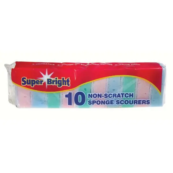 Super Bright Non-Scratch Sponge Scourers 10-Pack
