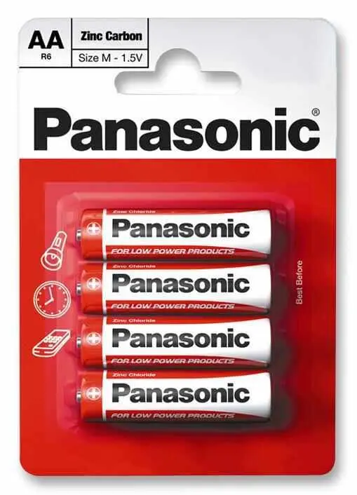 Panasonic Red Zinc Carbon AA Batteries, 4-Pack