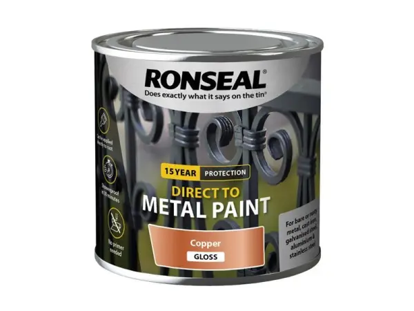Ronseal Tinta Diretamente para Metal, Acabamento Cobre Brilhante, 250ml