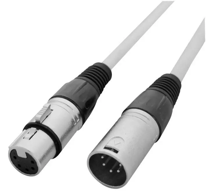 LEDJ 5-Pin XLR Male to Female DMX Cable, 10m, White