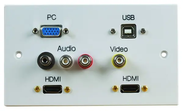 PRO SIGNAL Placa de Pared 2-Gang con HDMI, VGA, USB B y AV
