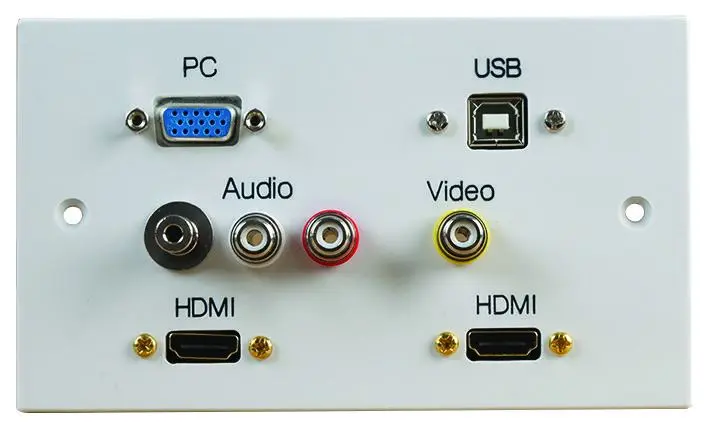 PRO SIGNAL 2-Gang HDMI Wallplate with VGA, USB B & AV Ports