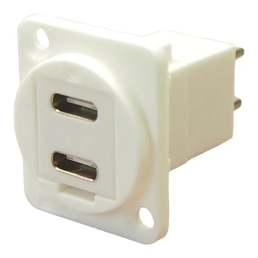 CLIFF Dual USB C Sockets to Plugs Feedthrough Adaptor, White