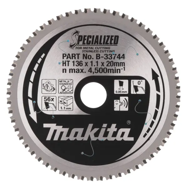 Makita B-33744 Circular Saw Blade for Metal & Stainless Steel, 136mm