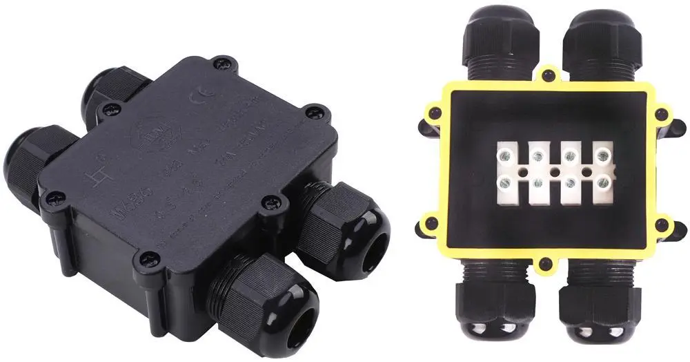 V-TAC IP68 Waterproof Terminal Block, Black, 8-12mm Cable