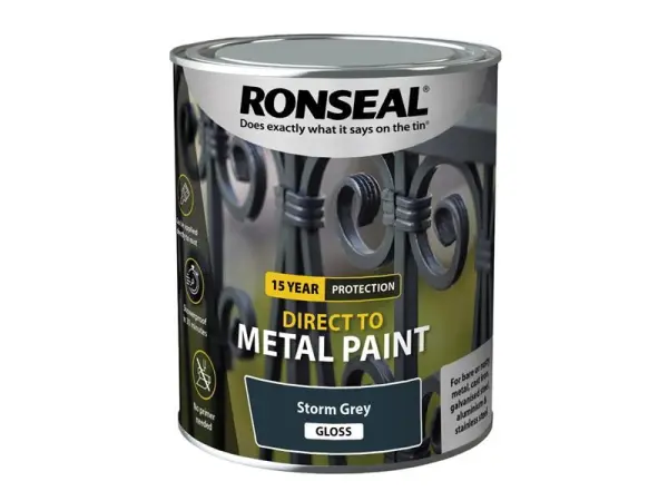 Ronseal Direct to Metal Paint - Storm Grey Gloss 750ml