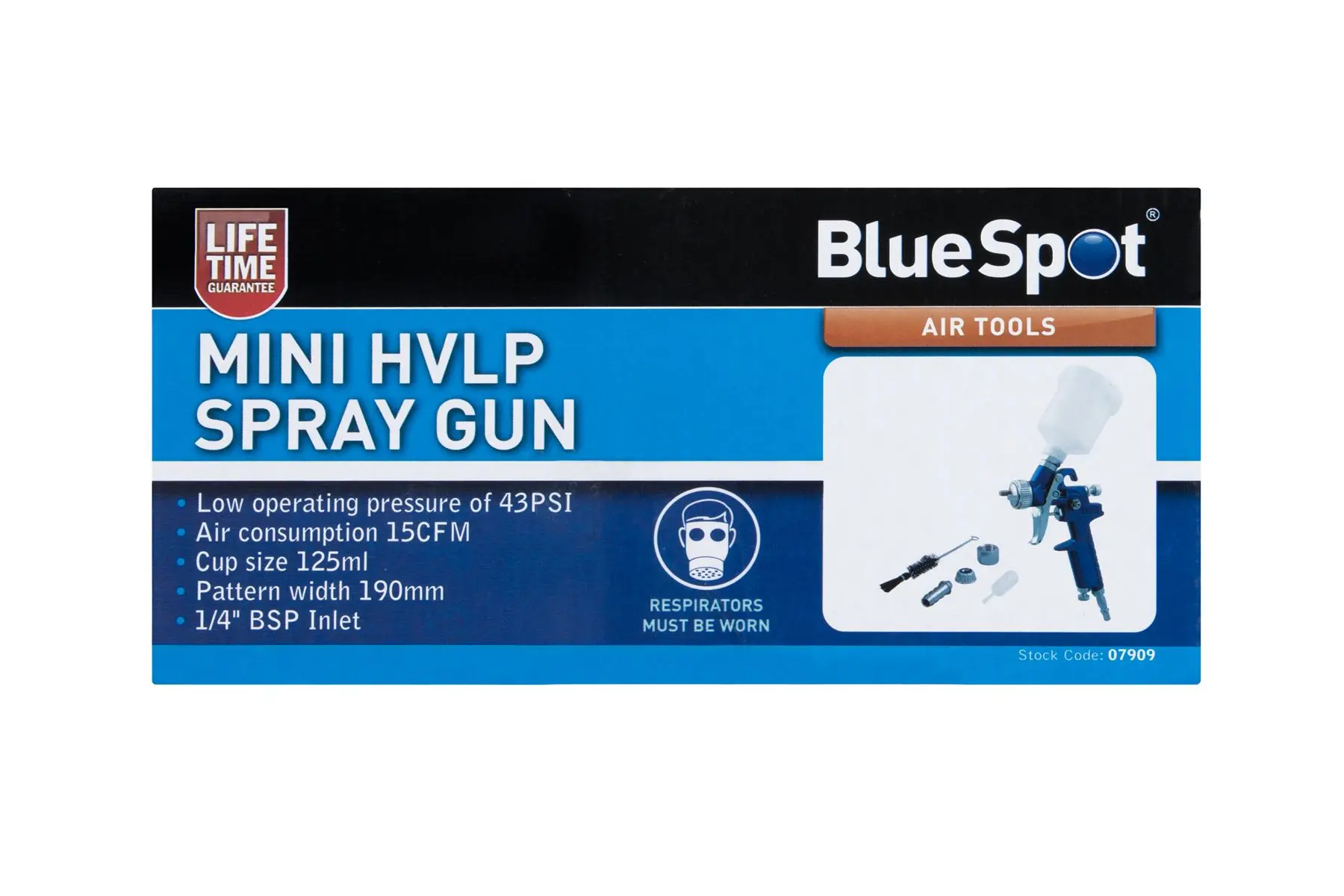 Blue Spot Mini HVLP Spuitpistool, 125ml, 0.8mm Mondstuk