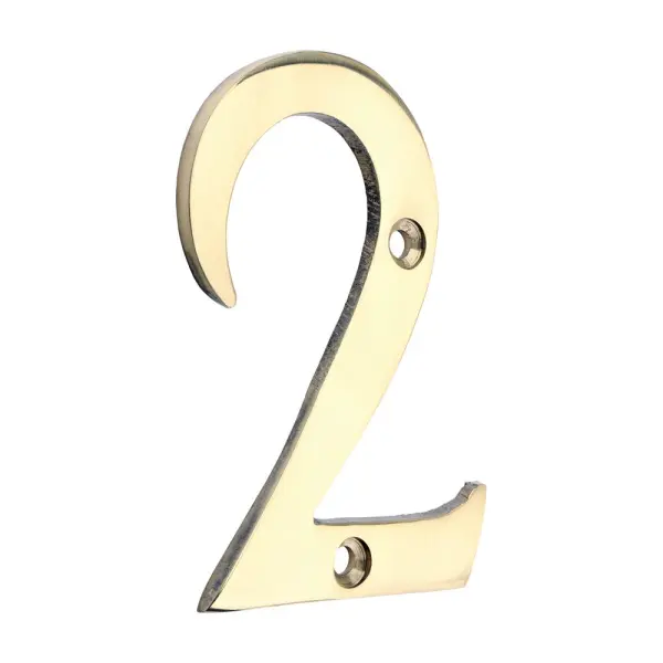 Timco Brass Door Numeral - Polished Brass 76mm