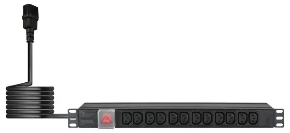 EAGLE 19 Inch Power Distribution Unit, 12 Gang, 2m Lead, Surge Protection