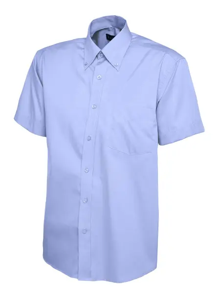Uneek Heren Pinpoint Oxford Korte Mouw Shirt - Middelblauw - 15.5