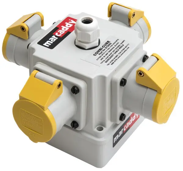 Marcaddy 4-Socket Suspension Outlet, 16A 110V, Yellow