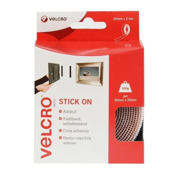 Velcro Stick On Strip White 20mm x 2.5m