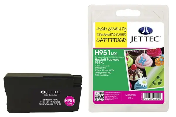 JET TEC H951MXL Remanufactured Ink Cartridge, Magenta