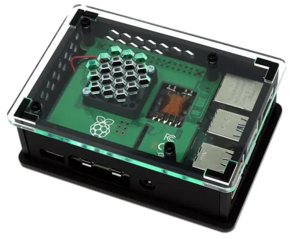 THE PI HUT Kryt pro PoE HAT a Raspberry Pi 4, černý akryl