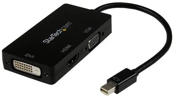 STARTECH 3合1 Mini DisplayPort 轉 VGA/DVI/HDMI 轉換器 - 黑色
