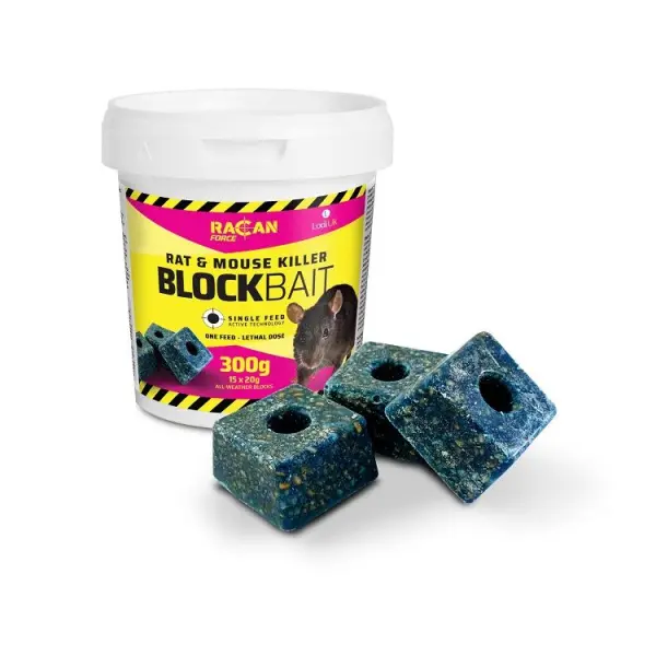 Racan Force Rat & Mouse Killer Block Bait 15 x 20g
