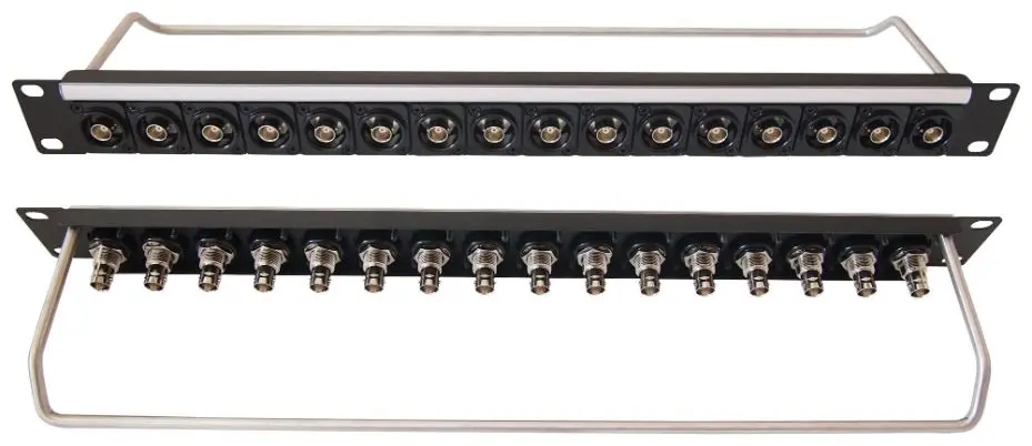 CLIFF 1U 16-Poorts XLR Patchpaneel met BNC-connectoren, Zwart