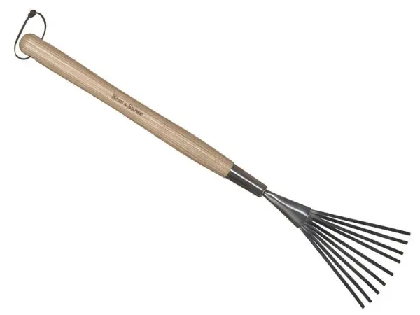 Kent & Stowe מגרפה ידנית לגינה מפלדת אל חלד, ידית מעץ אשור FSC®