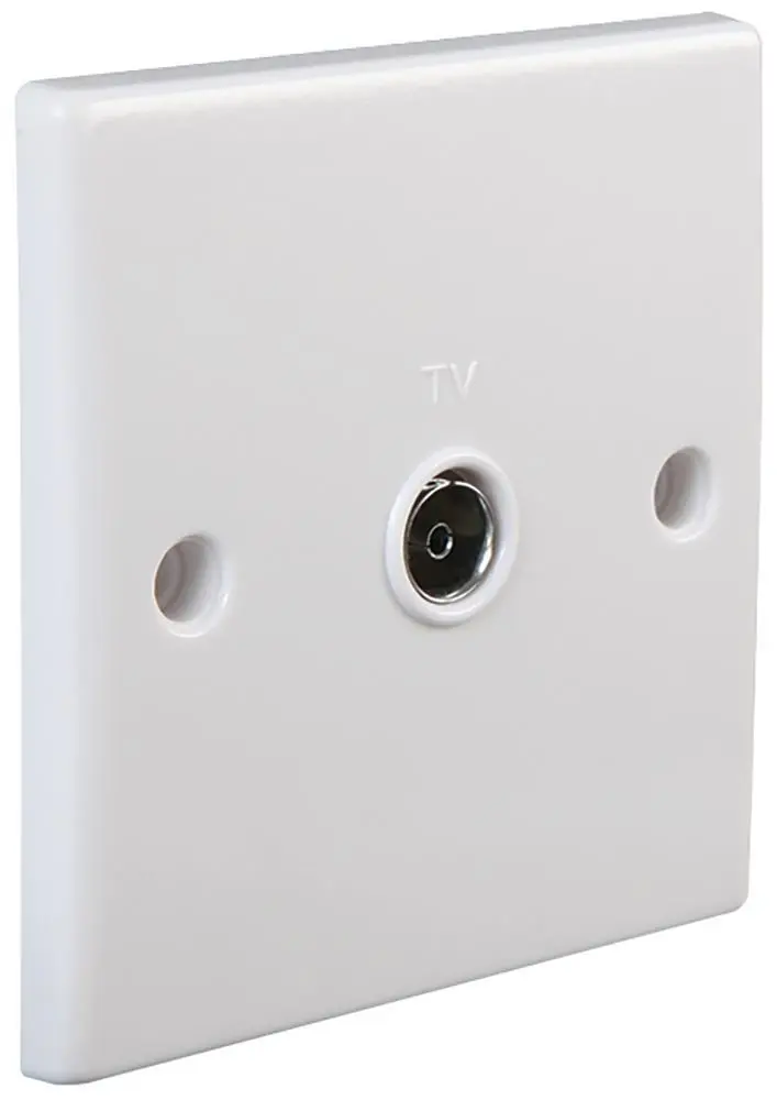 PRO ELEC Prise coaxiale TV bord arrondi, Blanc, 86x86mm