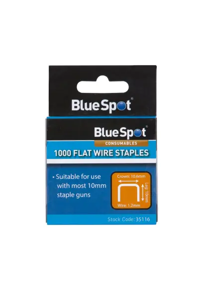 Blue Spot Tools Grapas de Alambre Plano T50 de 10mm, Paquete de 1000