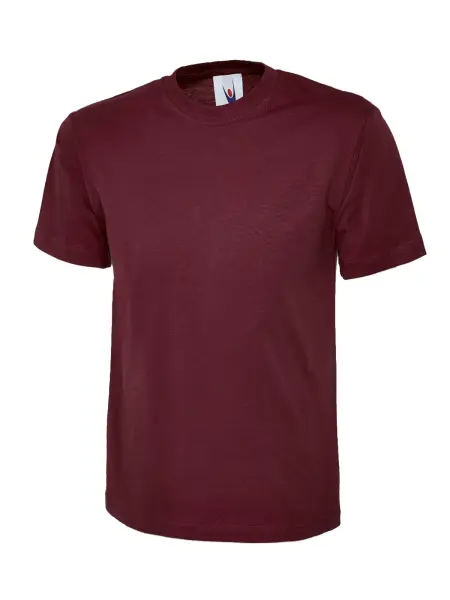 Uneek Unisex Classic T-Shirt, Reactive Dyed, Maroon, XS