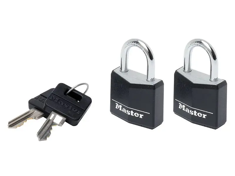 Master Lock - Cadenas en aluminium 30mm à revêtement vinyle noir, 4 goupilles, 