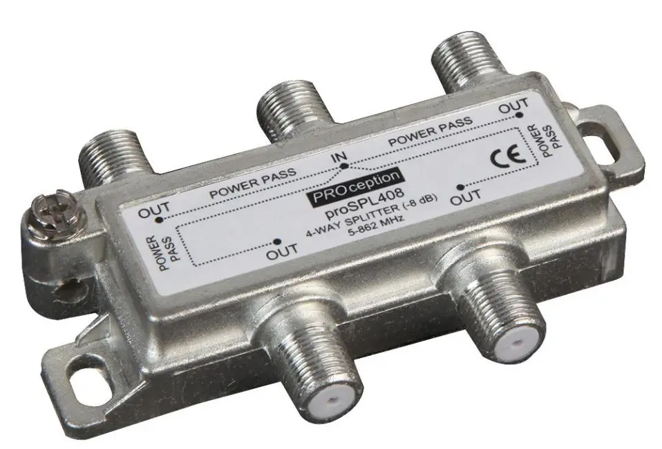 BLAKE UK 4-Way Splitter/Combiner, 8dB Loss, DC Pass All Ports