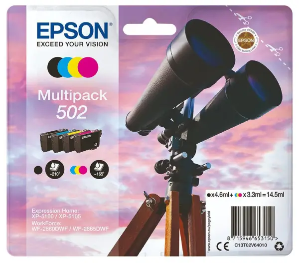 Epson 502 Original Ink Cartridge, 4 Colour Multipack