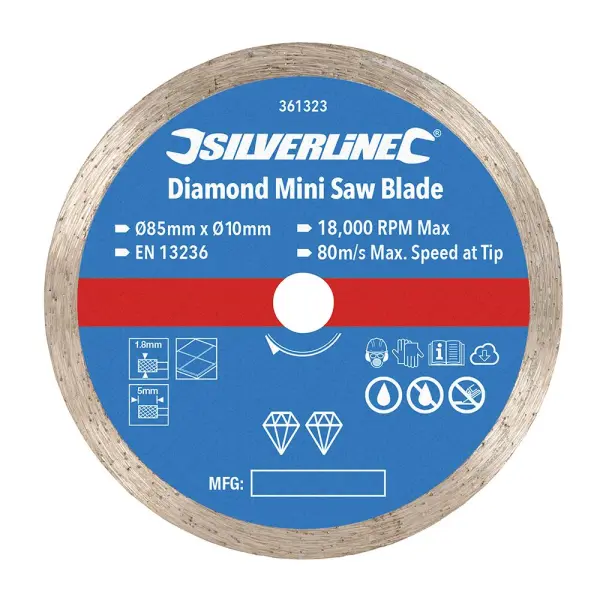 Silverline Diamant Mini-Sägeblatt - 85mm Durchmesser - 10mm Bohrung