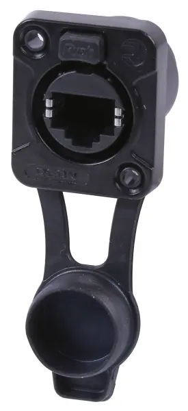 REAN RJ45 D-Size Panel Mount Feedthrough Socket, Black