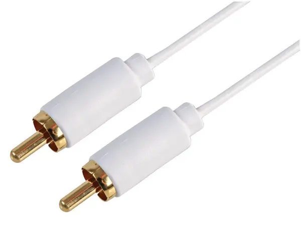 PRO SIGNAL Slim Phono to RCA Lead, 1m, White, Gold Plated