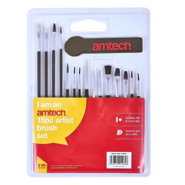 Amtech Assorted Artist Brushes 15pk