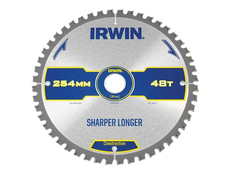 IRWIN Construction Λεπίδα Πριστήριου για Ξύλο, 254mm, 48 Δόντι ATB/Neg